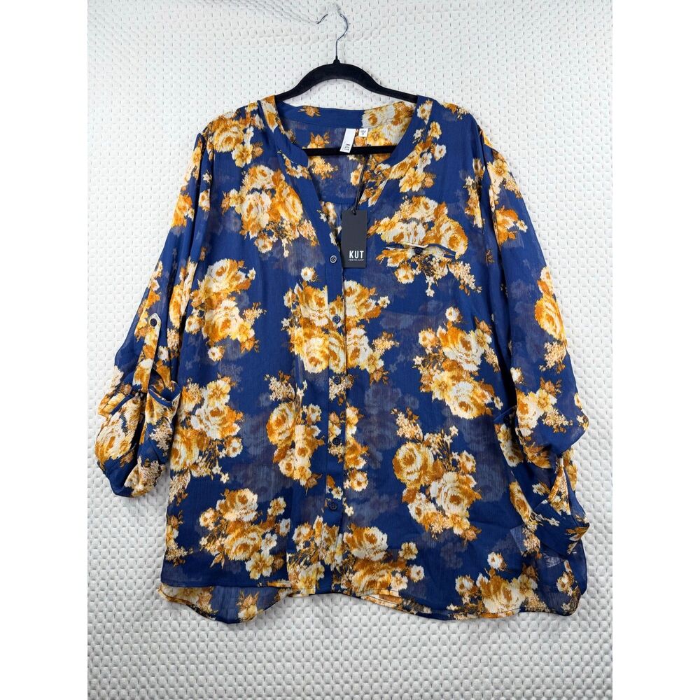 Plus Size: Kut from the Kloth Blue Floral Blouse - Size 2X - NWT